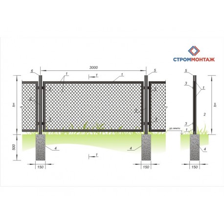 Ограждение из сетки рабицы с обрамлением уголком  